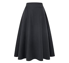 IDEALSANXUN Womens High Elastic Waist Maxi Skirt A-line Plaid Winter Warm Flare Long Skirts | Amazon (US)