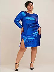 At The Knee Sequin Strong Shoulder Dress | Torrid (US & Canada)