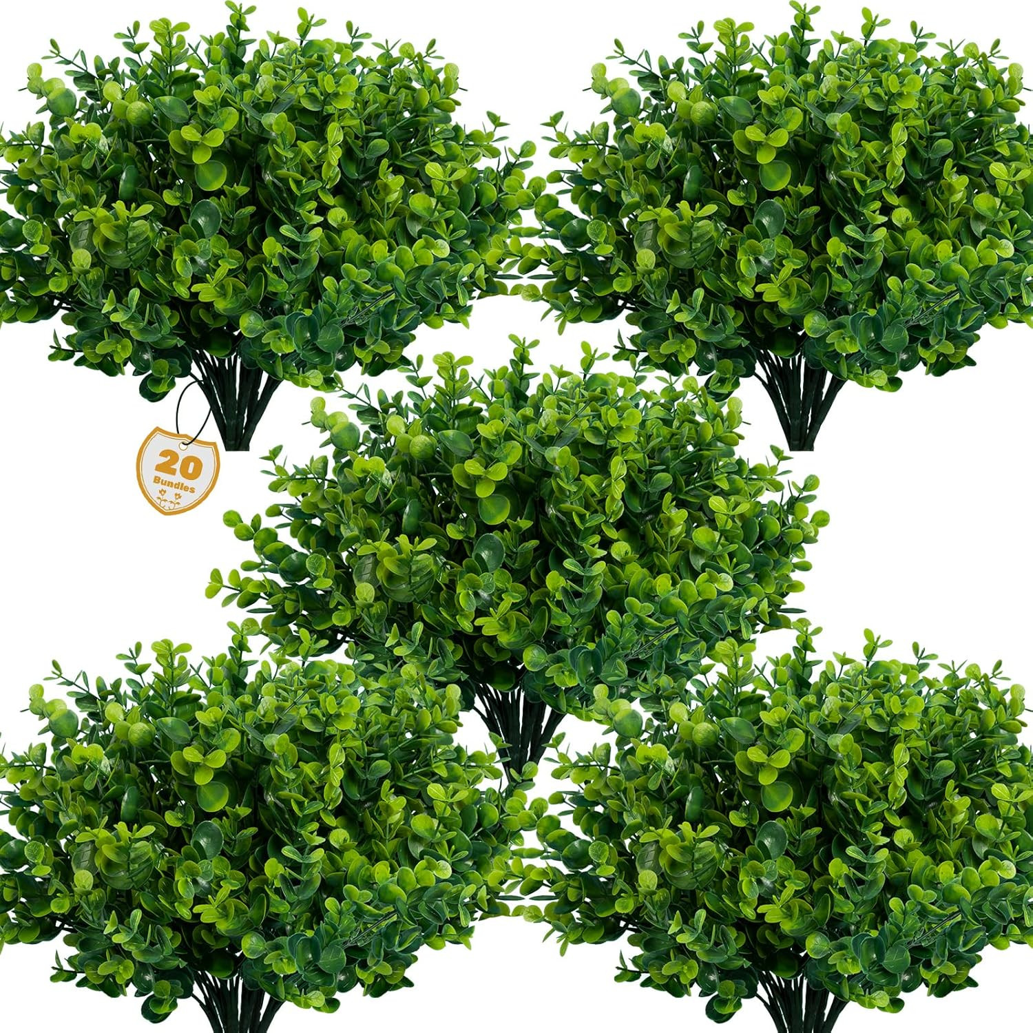 Artificial Greenery Plants Outdoor UV Resistant Fake Plants Boxwood Shrubs Grass,20 Bundles for F... | Amazon (US)