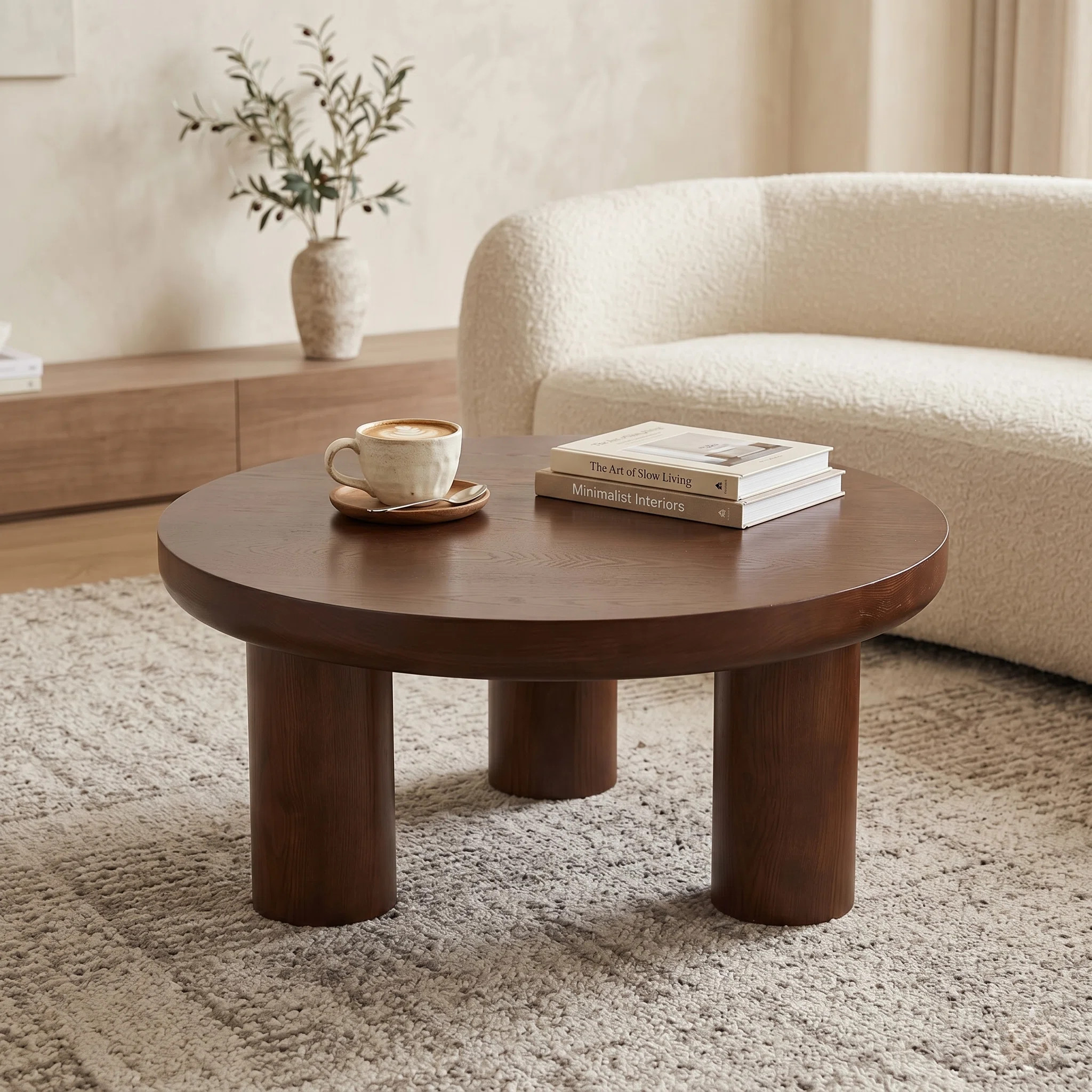 35.4" Round Coffee Table With 3 Legs Pedestal Modern&Farmhouse Styles For Living Room&Bedroom | Wayfair North America