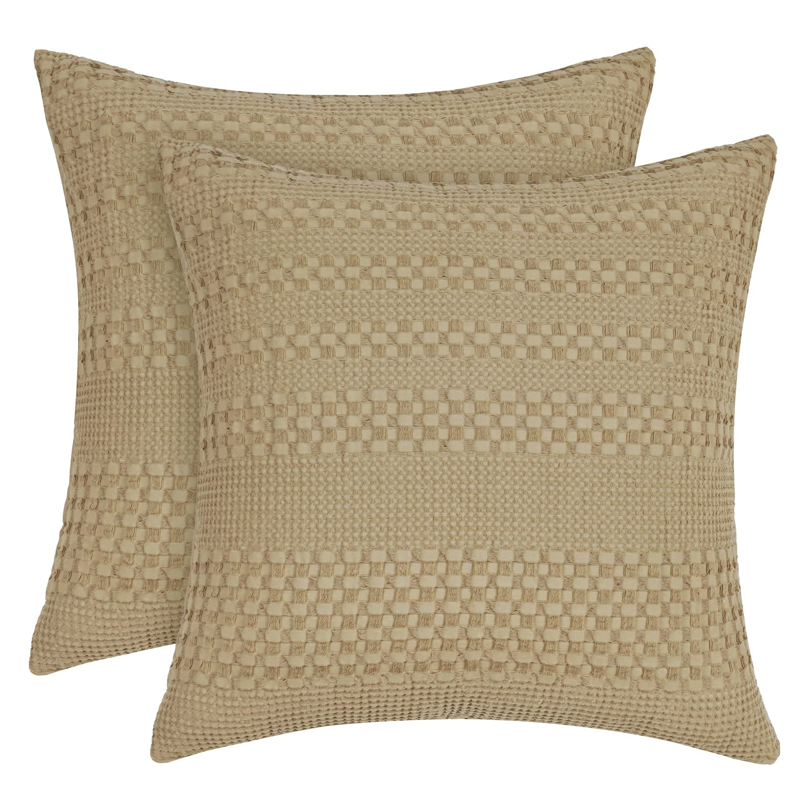 PHF 100% Cotton Waffle Weave Throw Pillow Cover, 24" x 24", 2 Pack Elegant Home Decorative Square... | Amazon (US)