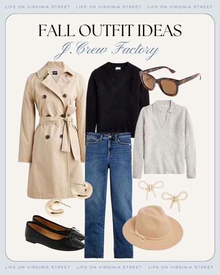 A cute and classic fall outfit ideas from J Crew Factory! Includes cozy sweaters, straight jeans, a fall hat, classic trench coat, brown sunglasses, ballet flats and the cutest bow earrings! And it’s all currently on sale!
.
#ltkfindsunder50 #ltkfindsunder100 #ltkstyletip #ltkover40 #ltkworkwear #ltkshoecrush #ltksalealert

#LTKsalealert #LTKfindsunder50 #LTKover40