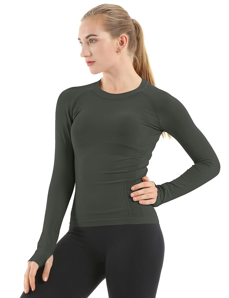 MathCat Seamless Workout Shirts for Women Long Sleeve Yoga Tops Sports Running Shirt Breathable A... | Amazon (US)