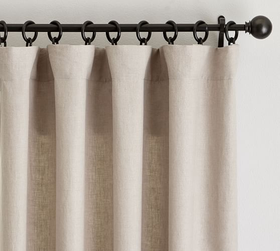 Custom Classic Belgian Linen Rod Pocket Curtain, Dark Flax, 36 x 35" | Pottery Barn (US)