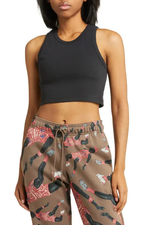 Jordan Crop Cotton Blend Tank Top in Black at Nordstrom, Size Large | Nordstrom