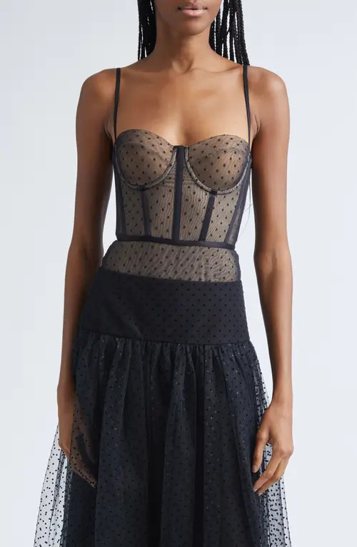 Zimmermann Dot Point d'Esprit Underwire Bodysuit in Black at Nordstrom, Size 4 | Nordstrom