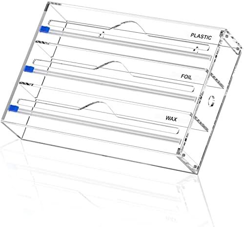 NPPLUS 3 in 1 Wrap Dispenser, Acrylic Foil Dispenser with Slide Cutter and Labels, Plastic Wrap, ... | Amazon (US)