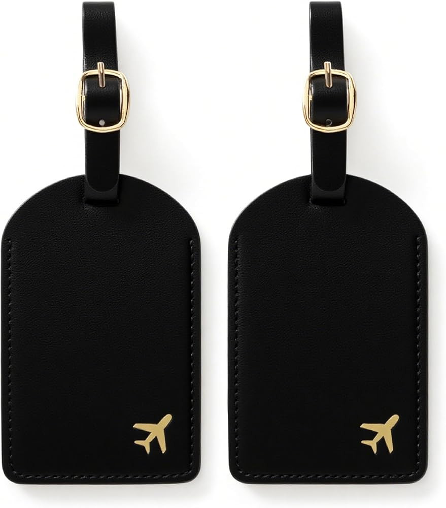 Luggage Tags for Suitcases, PU Leather Travel Tags for Luggage.(Black) | Amazon (US)