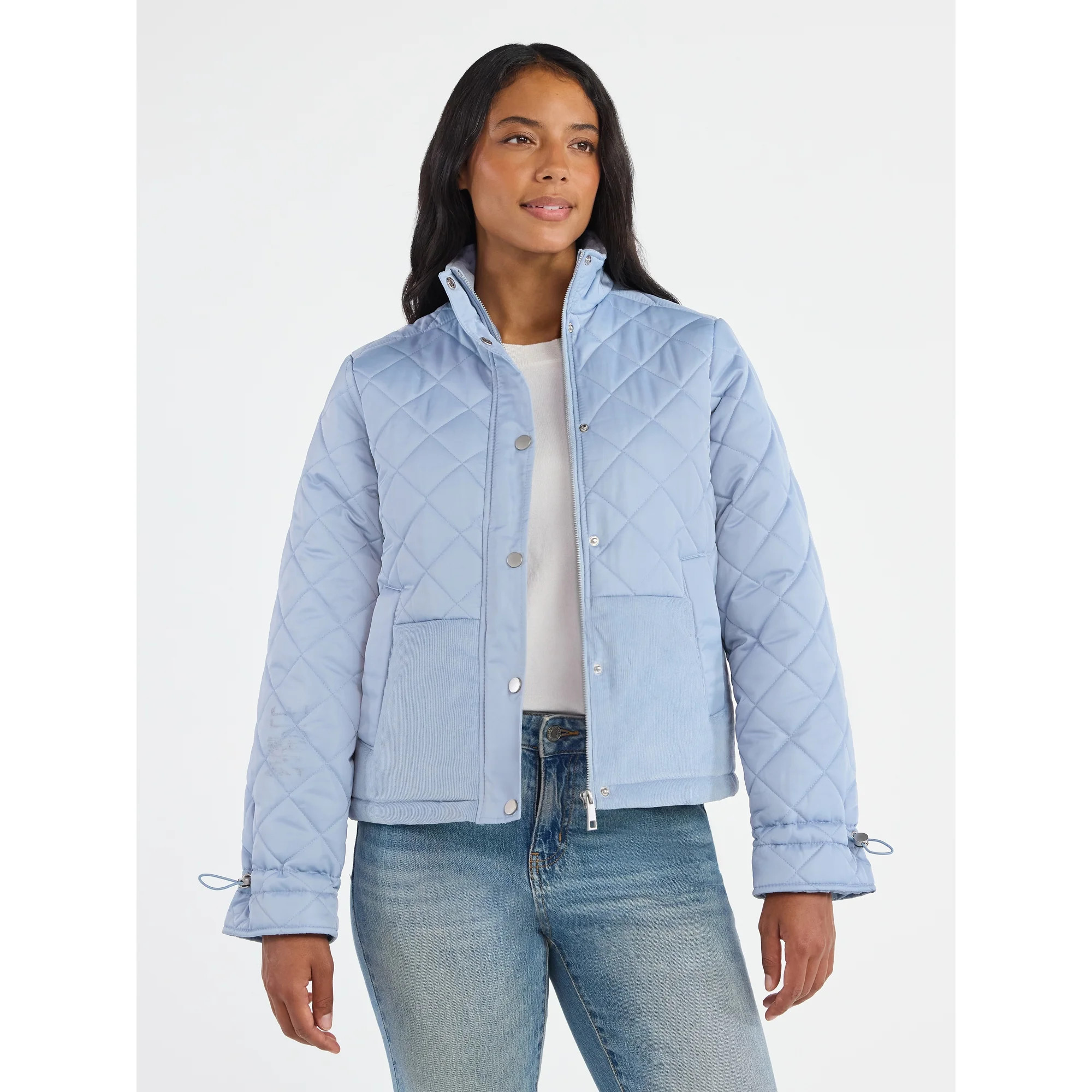 Time and Tru Women's and Women’s Plus Mixed Media Puffer Jacket, Sizes XS-2X | Walmart (US)