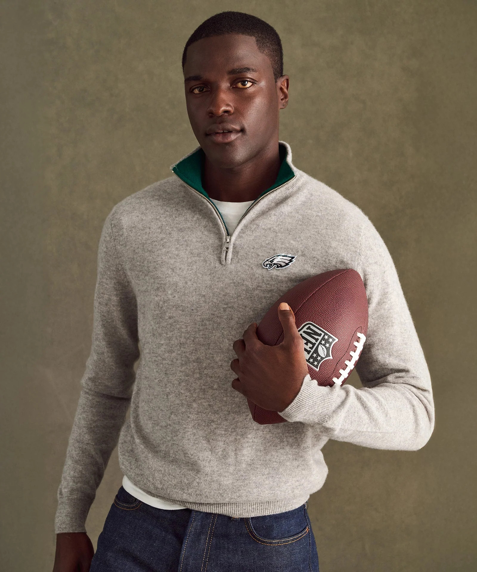 NFL Signature Cashmere Color Blocked Quarter Zip | NAADAM
