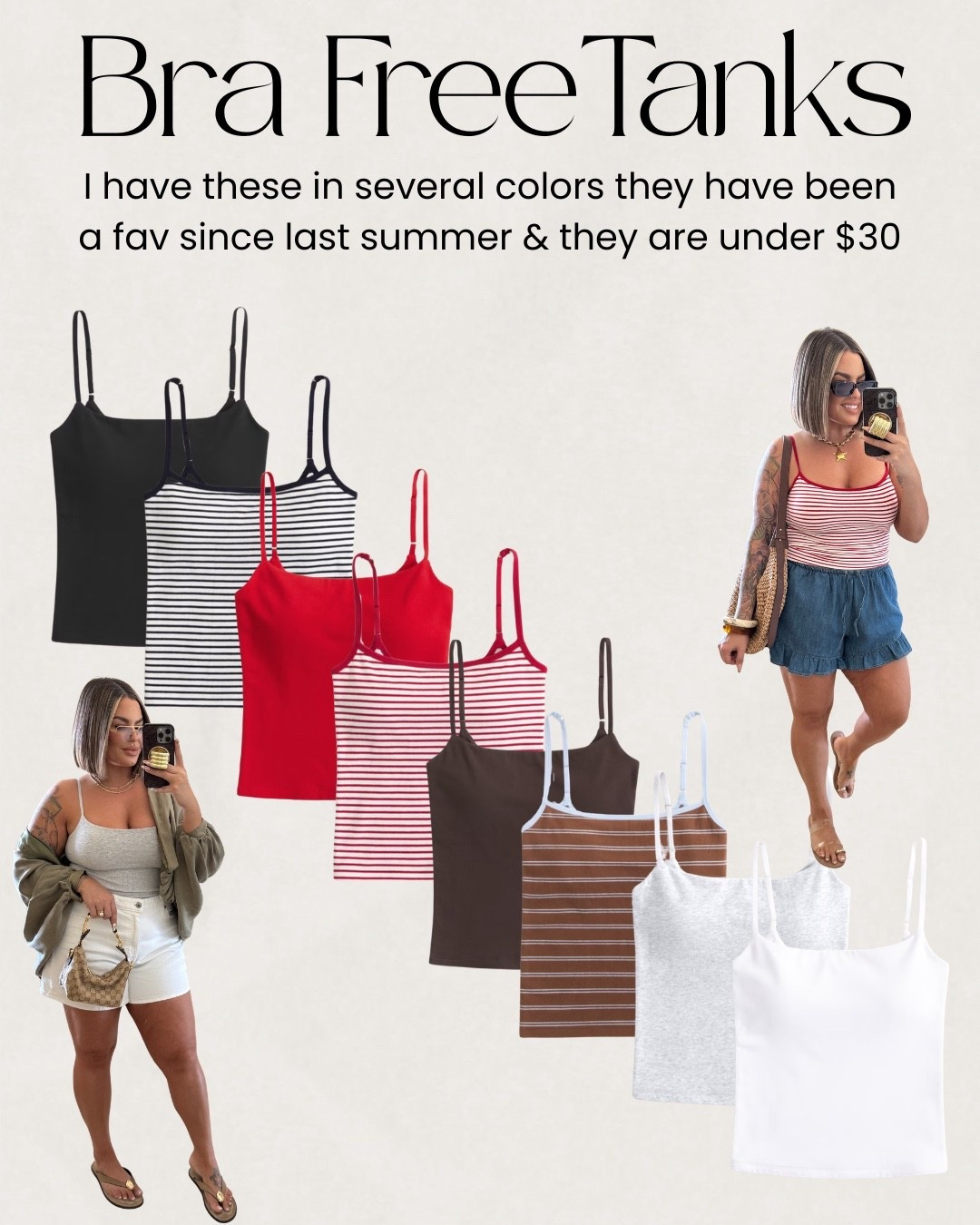 I do a L in these bra free tanks. Wanna shop the outfits go to the outfit post in the under $50 album