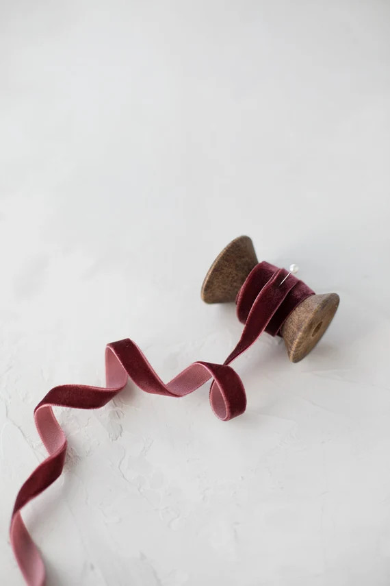 Chocolate Rose Velvet Ribbon  1/4  3/8 | Etsy | Etsy (US)