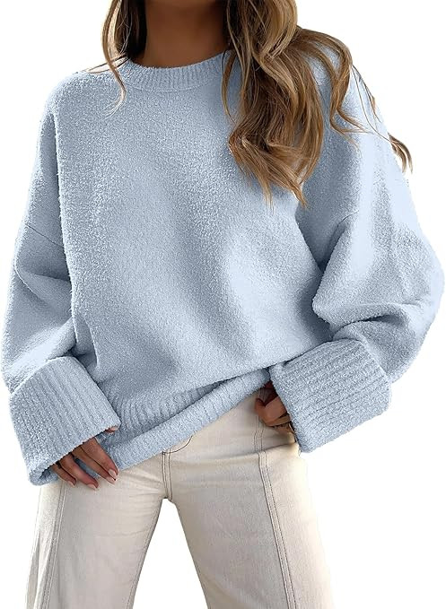 ANRABESS Women's Oversized Sweaters 2025 Long Sleeve Fuzzy Knit Casual Chunky Pullover Sweater Fa... | Amazon (US)