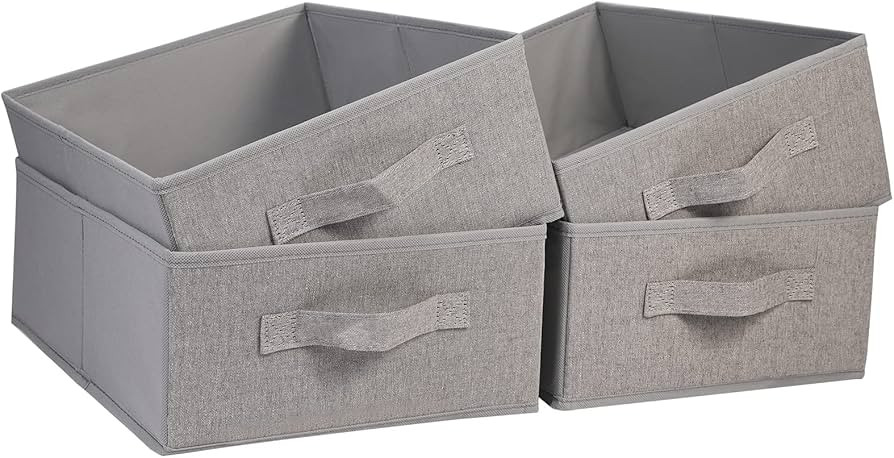 JAKAGO Fabric Storage Bins set of 4 Rectangle Storage Baskets with Handle Foldable Closet Organiz... | Amazon (US)
