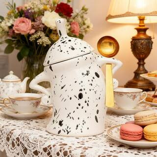 Large Ceramic Material Storage Canister Jar with Lid and Spoon for Coffee Tea Sugar Spices, Attitude Sassy Unit | The Home Depot