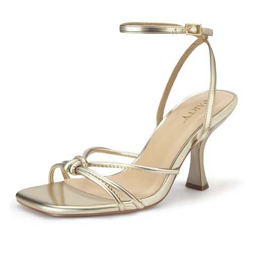 PARTY Women's Square Open Toe Strappy Heeled Sandals 3 inch Stiletto Kitten Heel with Ankle Buckl... | Amazon (US)