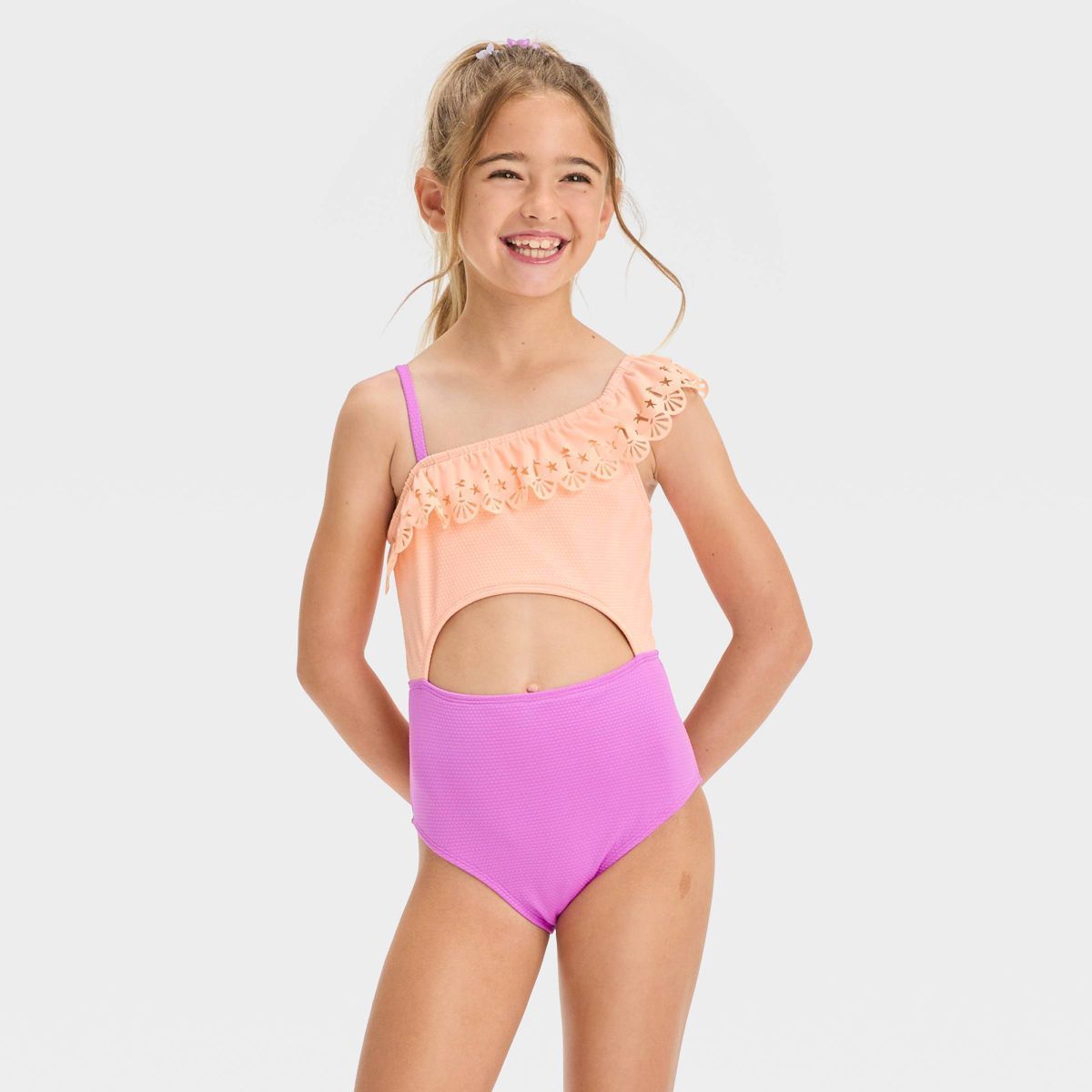 Girls' 'Beach Dreams' Solid One Piece Swimsuit - Cat & Jack™ Pink | Target