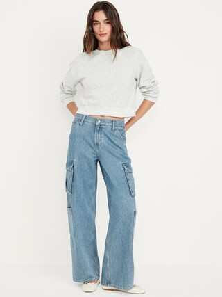 Mid-Rise Baggy Wide-Leg Cargo Jeans | Old Navy (CA)