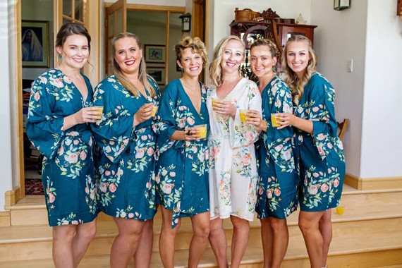 Premium Dark Teal Blue Bridesmaids Robes  Dreamy Angel Song - Etsy | Etsy (US)