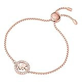 Michael Kors Brass and Pavé Crystal MK Logo Chain Bracelet for Women, Color: Rose Gold (Model: MKJ7321791) | Amazon (US)