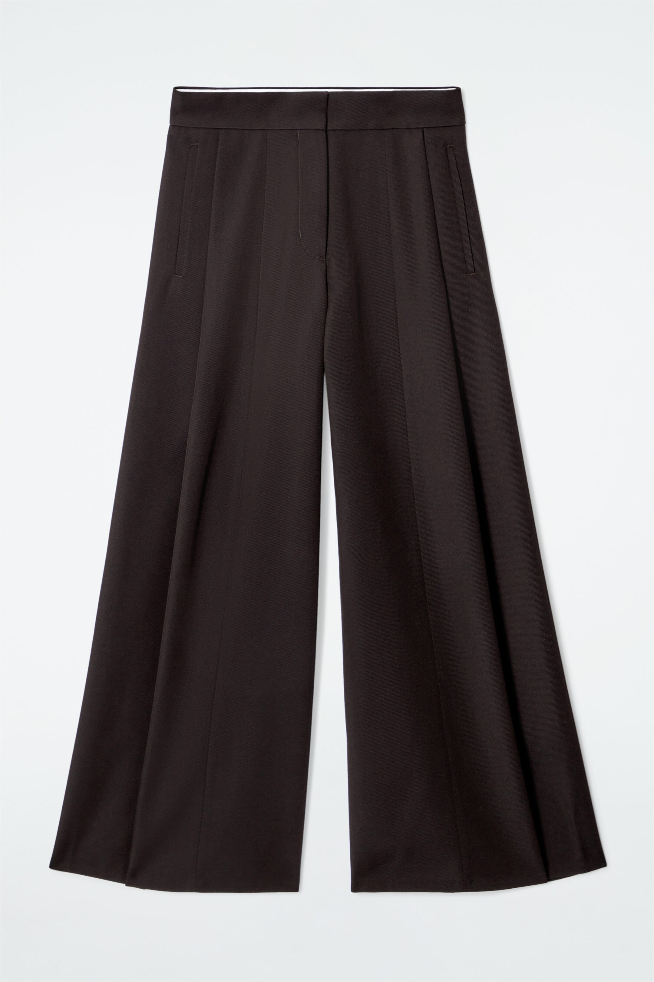 RELAXED WOOL-BLEND WIDE-LEG TROUSERS - DARK BROWN | COS (EU)