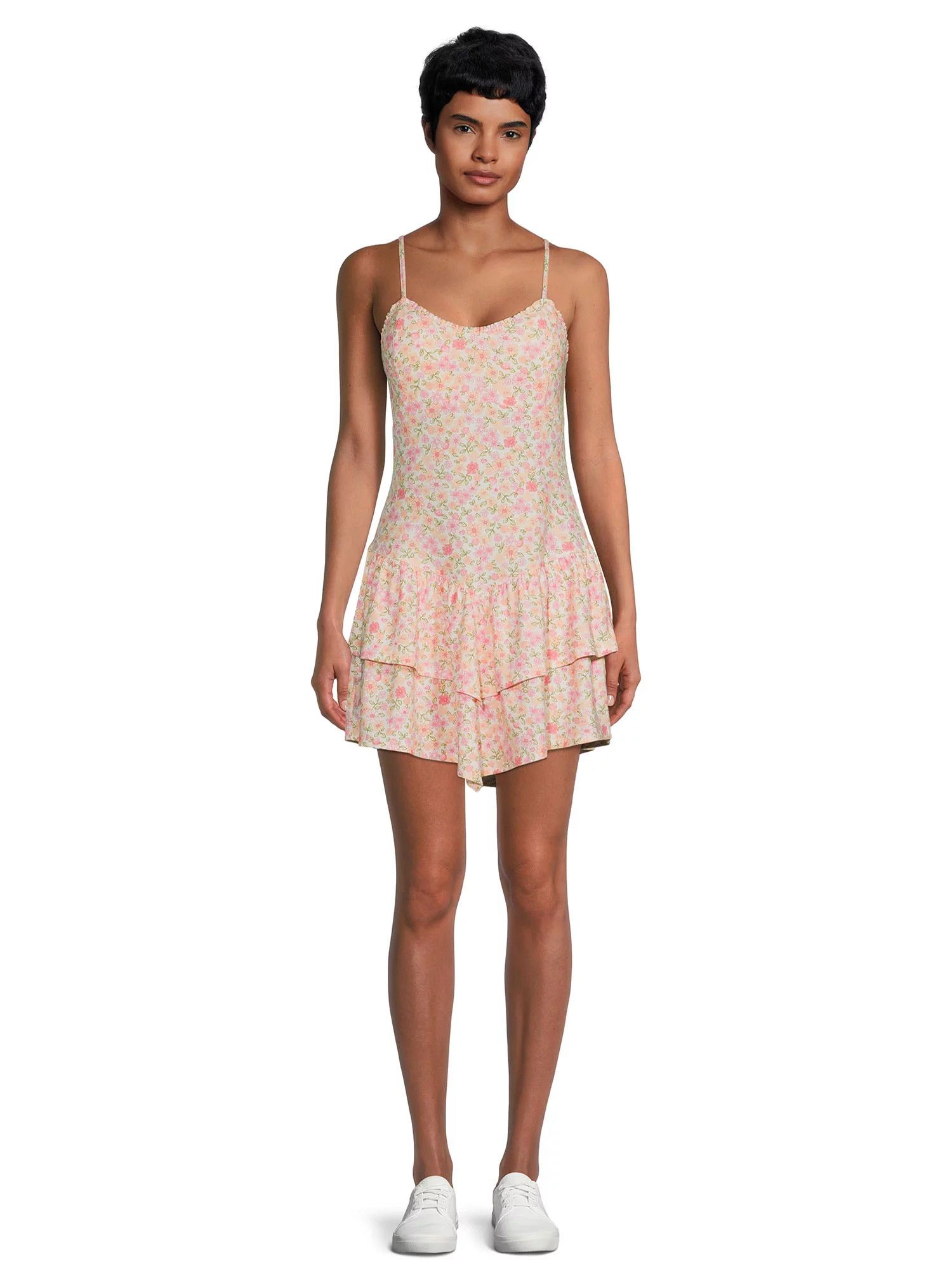 No Boundaries Juniors Sleeveless Tiered Mini Dress | Walmart (US)