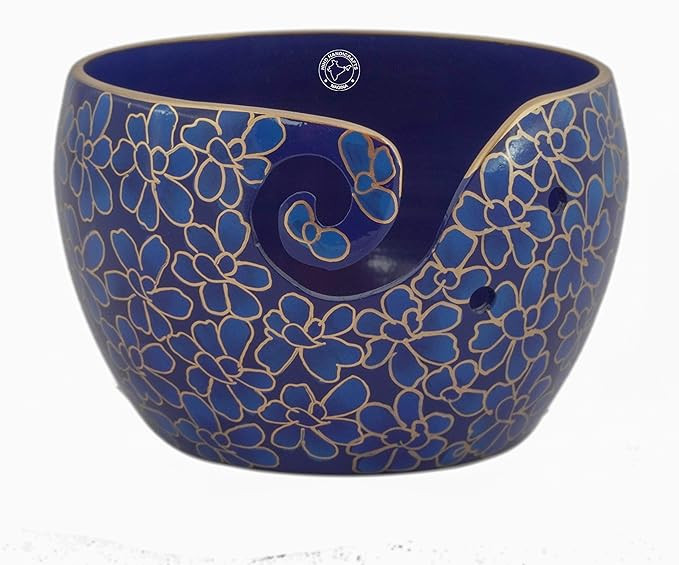 Premium Solid Crafted Floral Metallic Finish Aluminium Portable Yarn Bowl Holder for Knitting Cro... | Amazon (US)