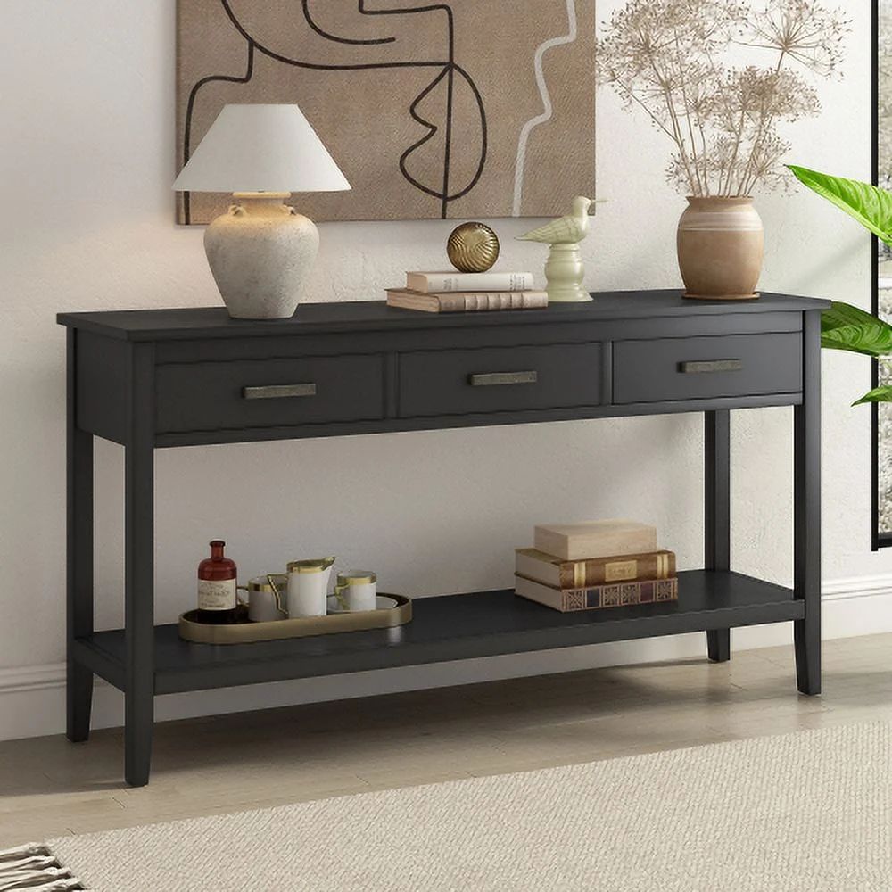 EUROCO 59.1" Long Console Table Sofa Table for Entryway with 3 Drawers and Storage Shelf for Livi... | Walmart (US)