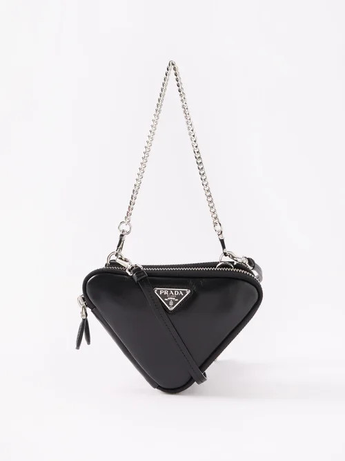 Prada - Triangle Mini Leather Cross-body Bag - Womens - Black | Matches (UK)