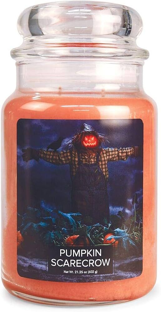 Village Candle Pumpkin Scarecrow Large Glass Apothecary Jar Scented Candle, 21.25 oz, Orange, 21 ... | Amazon (US)