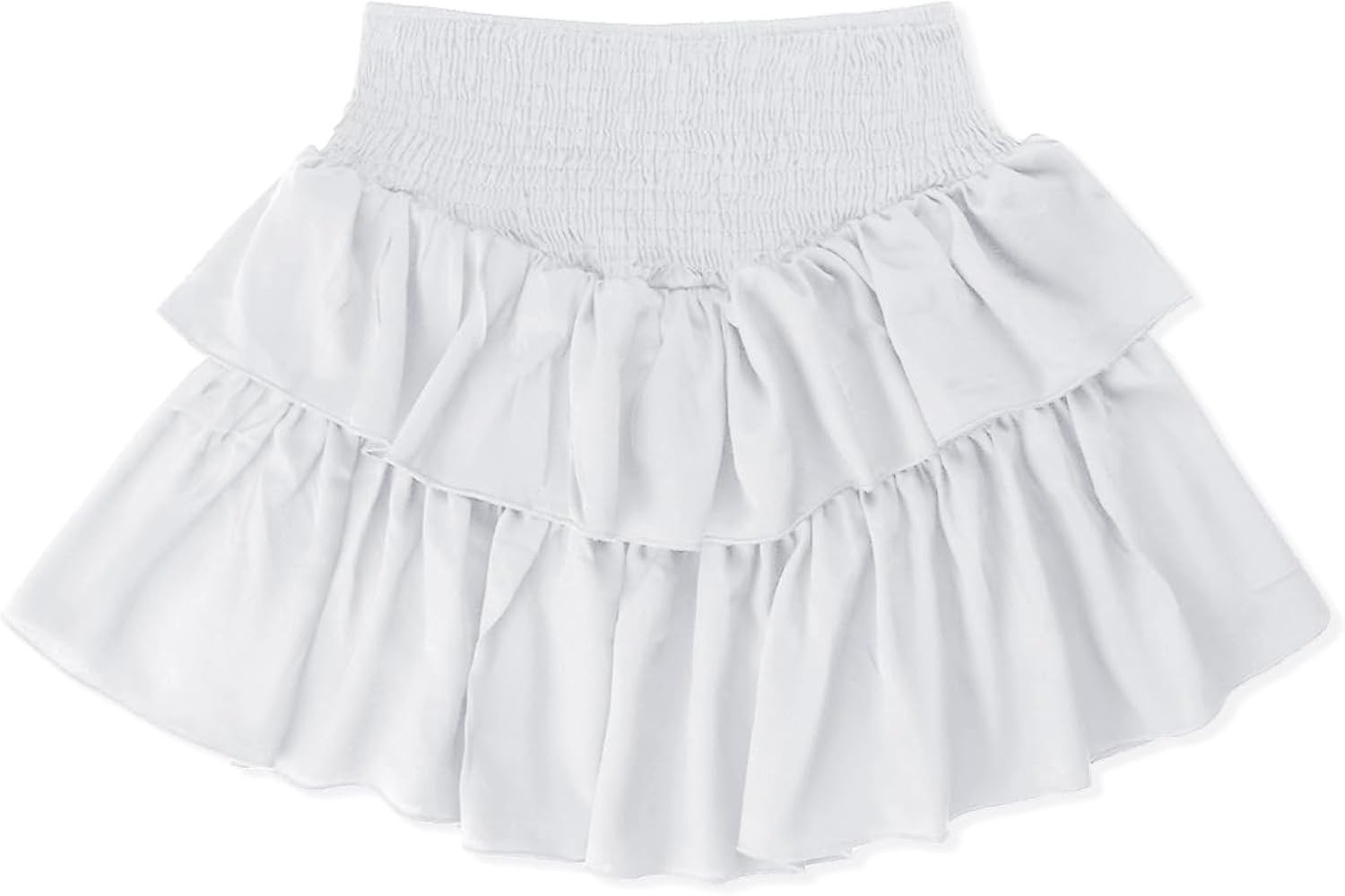 OYOANGLE Women's Shirred High Waist Tiered Layer Ruffle Hem A Line Short Mini Skirt | Amazon (US)