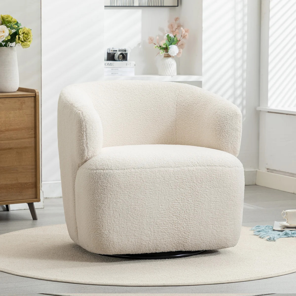 30" Wide Upholstered Swivel Barrel Accent Chair, No Assembly | Wayfair North America