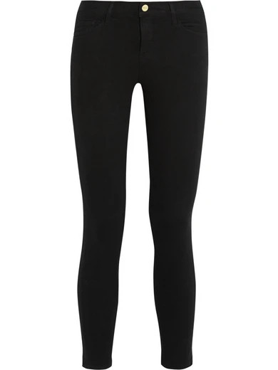 FRAME - Le Color Cropped Mid-rise Skinny Jeans - Black | NET-A-PORTER (US)