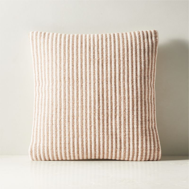 Cove Light Brown Jute and Cotton Throw Pillow with Down-Alternative Insert 18" | CB2 | CB2