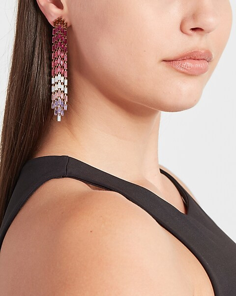 Triangle Ombre Fringe Drop Earrings | Express
