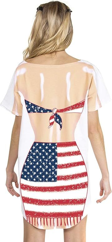 Spadehill Women's Short Sleeve Cute Bikini Print Baggy Swimwear Cover-Up | Amazon (US)