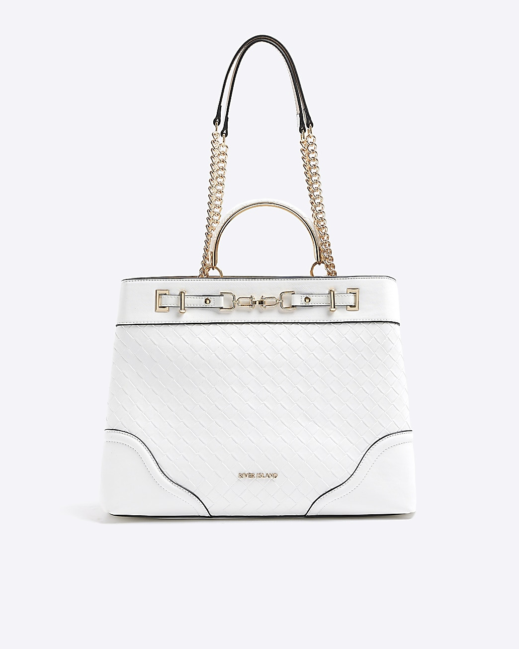 White woven chain tote bag | River Island (UK & IE)