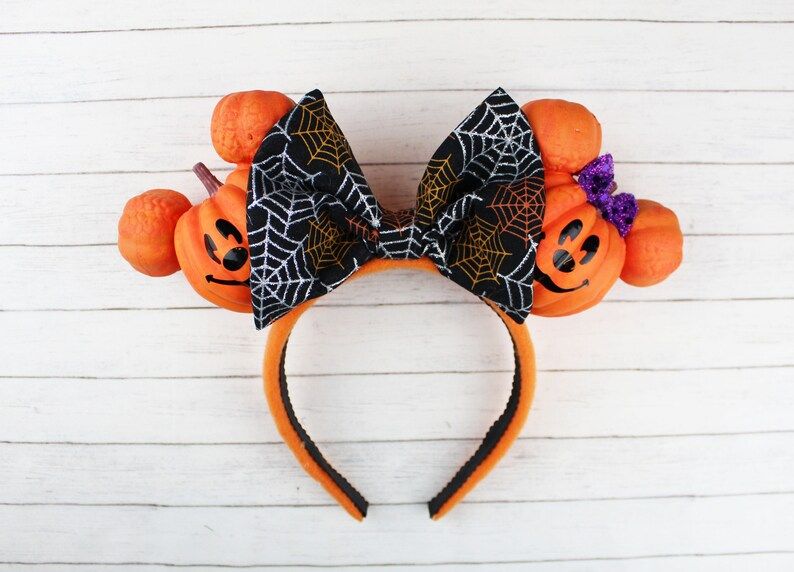 Minnie and Mickey Pumpkin Ears | Halloween Minnie Mouse Ears | Pumpkin Minnie Mouse Ears | Etsy (US)