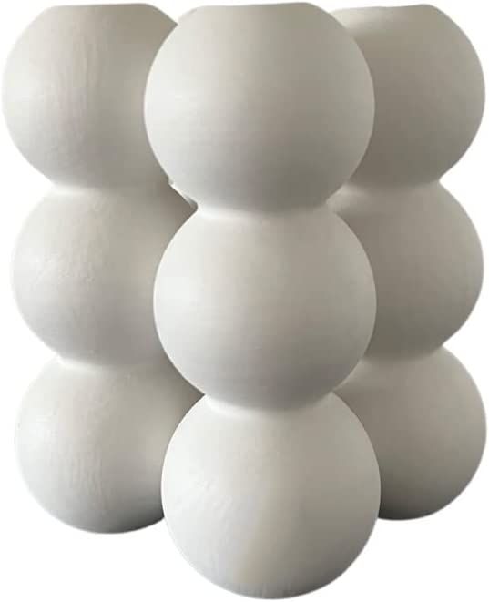 JnnLiuLiu: Bubble, Cube-Like White Ceramic Vase for Flowers, Home Decor, Pampas Grass. Boho, Styl... | Amazon (US)