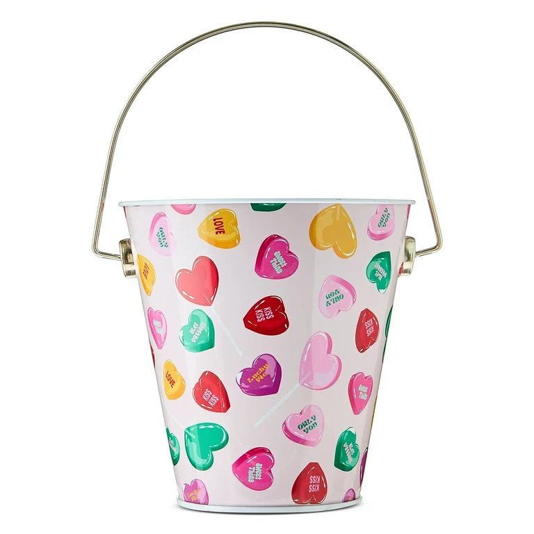 Candy Hearts Tin Pail, Multicolor, Valentine's Day by Way To Celebrate | Walmart (US)