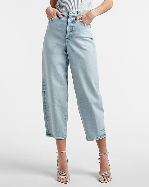 Super High Waisted Light Wash Balloon Leg Jeans | Express