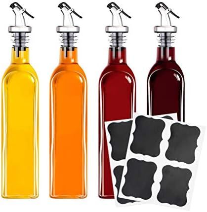 Tebery 4 Pack Oil and Vinegar Cruet Glass Bottles with Dispensers 17oz Oil and Vinegar Dispenser ... | Amazon (US)