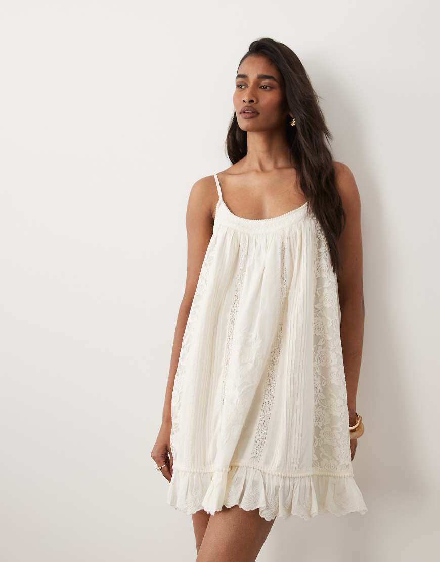Miss Selfridge cami trapeze dress in cream-White | ASOS (Global)