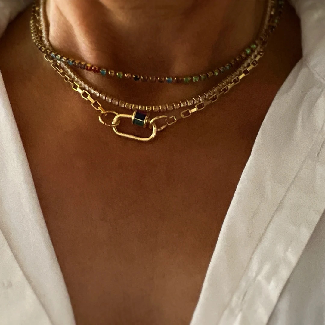 Carabiner Lock Necklace Gold Carabiner Necklace Rainbow - Etsy | Etsy (US)