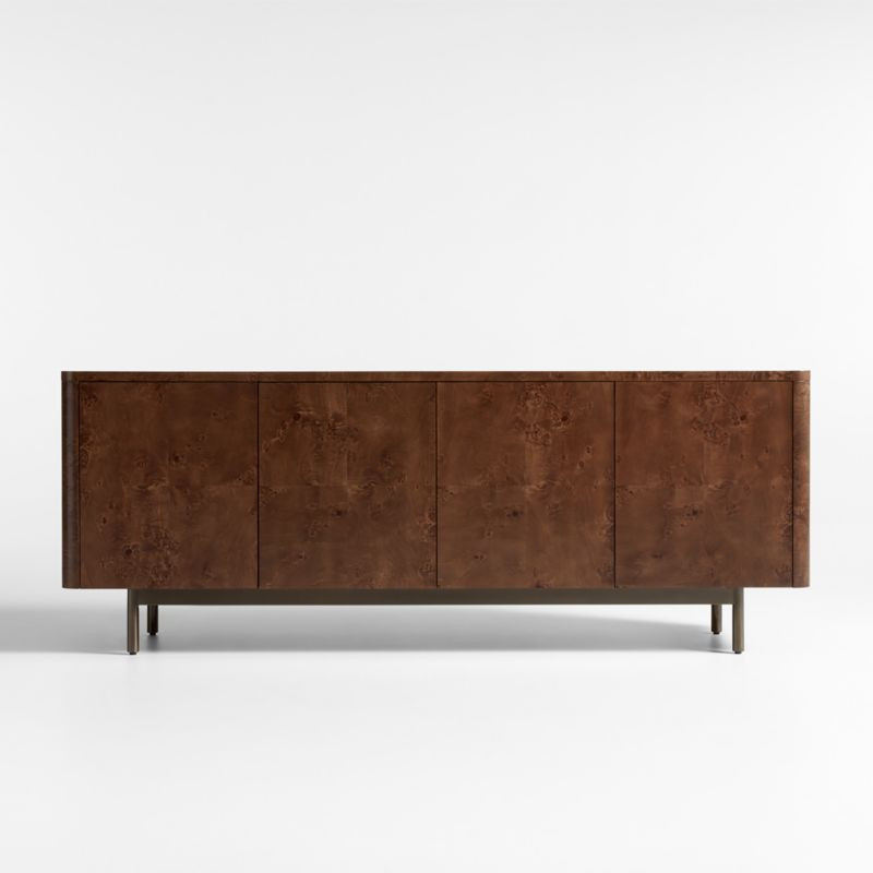 Mota 80" Dark Burl Wood Storage Media Console + Reviews | Crate & Barrel | Crate & Barrel