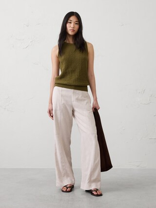 Straight High-Rise Linen-Blend Utility Pant | Banana Republic Factory