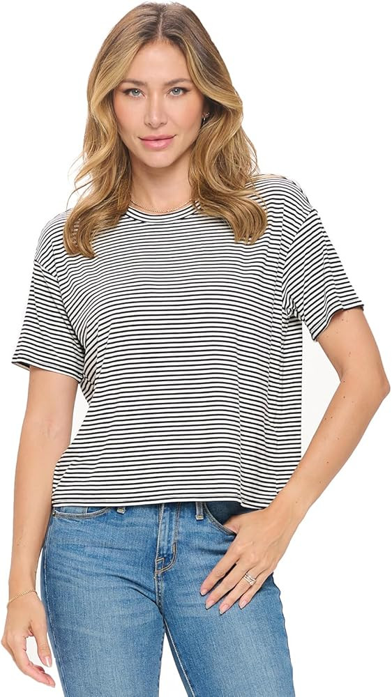 KNIT RIOT Women’s Crop Top – Short Sleeve Soft Boxy Crewneck Casual Active Workout Yoga Runni... | Amazon (US)