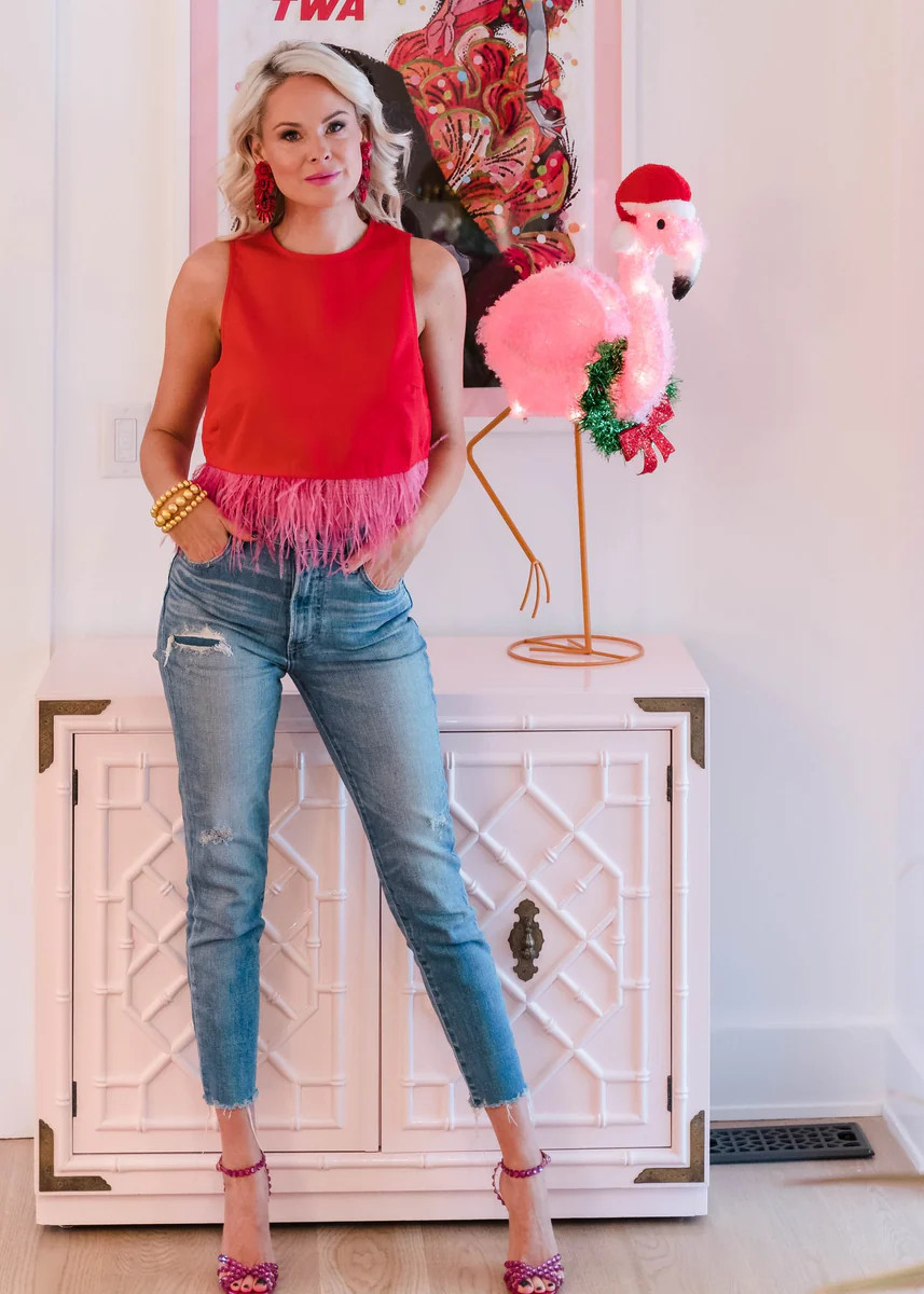 Red Feather Top | Teggy French