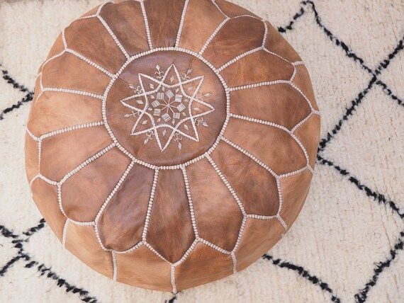 Moroccan oiled tan handmade poufs (unstuffed poufs/Moroccan style | Etsy (US)