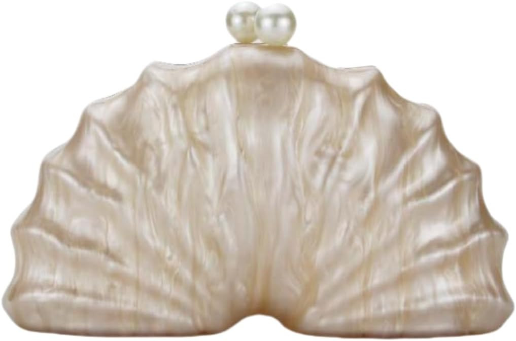 Women Acrylic Shell Shaped Clutch Luxury Marble Acrylic Evening Handbag Unique Chain Shoulder Bag... | Amazon (US)